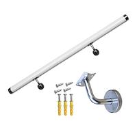 Marches d'escalier extérieures antidérapantes en PVC avec supports muraux argentés, support sûr pour une utilisation en intérieur/extérieur, durable et finition blanche élégante 3,6 m / 11.8ft