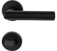 Marchesi béquille onglet WC, poignée de porte + rosace sans ergot de soutien, inox noir mat