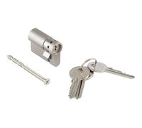 Marchesi H36000 Demi-cylindre encastrable - Cylindre de porte - Serrure de sécurité - Système de ents mécanique - Laiton nickelé - 30,5 mm - Avec 3 clés