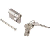Marchesi H36000 demi-cylindre encastré, cylindre de porte cylindre de fermeture serrure de sécurité, système de clé mécanique à crémaillère, laiton nickelé, 30,5 mm, 3 clés incluses