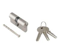 Marchesi H36000 Double cylindre encastré pour porte - Serrure de sécurité - Sans carte de sécurité - Laiton nickelé - 30,5/30,5 mm - Avec 3 clés