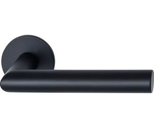 Marchesi paire de béquilles onglet poignées de porte sur rosace ronde, inox noir mat