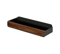 Marchfunny Étagère à ventouse en aluminium et bois de noyer pour cuisine et salle de bain, support de rangement rotatif sans perçage avec forte tenue, organisateur mural sans dommages, 23 cm (35 cm)