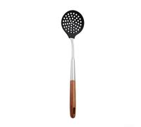 Marchfunny Spatule en silicone avec écumoire et spatule ajourée avec noyau en acier inoxydable 304 et manche en bois isolant thermique (écumoire)