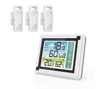 Marchfunny Station météo sans fil à 3 capteurs avec écran tactile couleur pour mesurer la température et l'humidité en temps réel à l'intérieur et à l'extérieur