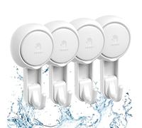 Marchpower Crochet Ventouse Mural Lot de 4, Crochet Ventouse Puissante Sous Vide, Crochet Vitre Salle de bain Sans Perçage Résistants Jusqu'à 5 kg Réutilisables pour la Salle de Bain et Cuisine
