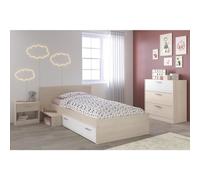 MARCO Chambre à coucher d'enfant complète de style moderne avecReproduction acacia clair et blanc - L 90 x L 190 cm