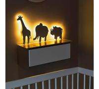 Marco Paul Lot de 3 veilleuses murales à LED pour chambre à coucher, chambre d'enfant Motif éléphant, rhinocéros et girafe