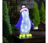 Marco Paul Pingouin Lumineux à Del en Acrylique - Figurine de Noël à Piles avec minuterie Automatique pour intérieur et extérieur - Décoration de Noël Festive pour la Maison et Le Jardin 30 cm