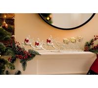 Marco Paul Porte-bougie en verre avec traîneau argenté et rennes - Centre de table de Noël - Bougeoirs pour bougies chauffe-plat et bougies votives - Décoration de table de Noël