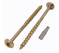 Marcopol Lot de 10 vis à bois en acier galvanisé avec tête Torx et tête gaufrée Vis à bois partiellement filetées 6,0 x 120 mm Jaune