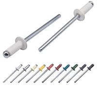 Marcopol Lot de 100 rivets aveugles peints, 3,2 x 8 mm, tête bombée, DIN 7337, rivets en aluminium et mandrin en acier, rivets pop (100, blanc pur RAL 9010)