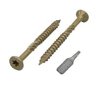 Marcopol Lot de 100 vis de finition anti-corrosion avec tête fraisée/Torx, 3,5 x 40 mm, pointe de type 17 - vis d’extérieur pour terrasse en bois (vert)