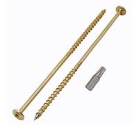 Marcopol Lot de 12 vis à bois en acier galvanisé avec tête Torx et tête gaufrée Vis à bois partiellement filetées 6,0 x 200 mm Jaune