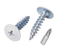 Marcopol Lot de 150 vis à bois peintes 4,2 x 19 mm, vis autotaraudeuses en métal, tête de réglage modifiée, tête gaufrette (150, blanc pur RAL 9010)