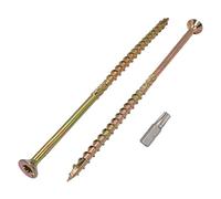 Marcopol Lot de 16 vis à bois en acier zingué jaune Tête Torx Type 17 Tête fraisée Vis à panneaux d'aggloméré 6,0 x 200 mm