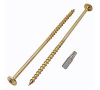 Marcopol Lot de 20 vis à bois en acier galvanisé 6, 0 x 180 mm Jaune Tête Torx Tête gaufrette Vis à bois Partiellement filetées (20, 6, 0 x 180 mm)