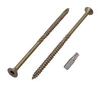 Marcopol Lot de 20 vis à bois Tête Torx Type 17 Tête fraisée Vis d'extérieur Vert Finition anti-corrosion 6,0 x 120 mm