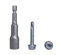 Marcopol Lot de 30 vis autotaraudeuses DIN 7504K en acier zingué 6,3 x 38 mm Vis autoforeuses à tôle Tête de rondelle hexagonale Auto-taraudeuse (30, 6,3 x 38 mm) Argenté.