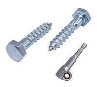 Marcopol Lot de 40 vis à bois hexagonales DIN 571 en acier zingué M8 x 40 mm Vis tire-fond à tête hexagonale (40, M8 x 40 mm) Argenté