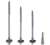 Marcopol Lot de 60 vis à tête hexagonale autotaraudeuses 6,4 x 140 mm en acier au carbone avec rondelles EPDM pour la fixation de panneaux à sandwich (60, 6,4 x 140 mm) gris