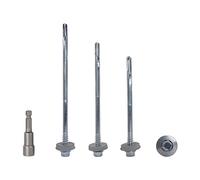 Marcopol Lot de 80 vis auto-foreuses à tête hexagonale en acier zingué 5,5 x 100 mm avec rondelles EPDM pour la fixation de panneaux à sandwich (80, 5,5 x 100 mm) Argenté