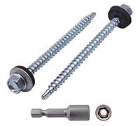 Marcopol - Lot de 80 vis autoforeuses DIN 7504-K en acier zingué 4,8 x 70 mm avec rondelles EPDM, tête de rondelle hexagonale, vis à tôle autotaraudeuses, argenté