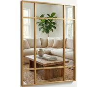 Marctani Miroir Fenêtre Mural 90x60 cm - Miroir Industriel Décoratif avec Cadre en Métal - Design Rectangulaire Effet Fenêtre pour Entrée, Hall d'entrée et Salon