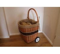 Marcus´ Weidenhandel Chariot à Bûches en Osier Avec Sac en Toile de Jute - Panier à Bûches en Osier - Panier de Récolte