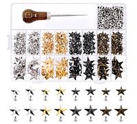 Mardatt Assortiment de 201 rivets en forme d'étoile en métal 11/15/20/22 mm pour maroquinerie, travaux manuels, vêtements, sacs, ceintures, colliers de chien, chaussures, bricolage (Gris