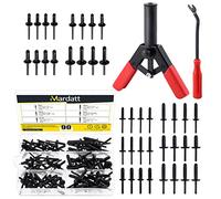 Mardatt Assortiment de 92 rivets aveugles en nylon de 6 tailles avec pistolet à rivets en plastique et outil de retrait de fixation pour automobiles et plus encore