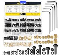 Mardatt Assortiment de vis et d'écrous, tailles assorties, vis à tête hexagonale et écrous moletés métriques à filetage femelle (noir, assortiment)