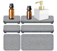 Mardatt Ensemble de porte-savon 4 en 1 en diatomite, plateau absorbant l'eau, porte-savon en terre de diatomée, porte-savon en pierre absorbant l'eau pour cuisine et salle de bain (gris foncé)