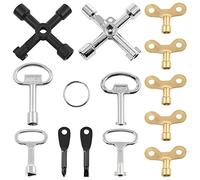 Mardatt Kit de 13 clés utilitaires, jeu d'outils de plomberie roisillon 4 voies, clé triangulaire pour armoires, clés pour robinets d'eau, clés à douille pour radiateurs et compteurs de gaz et