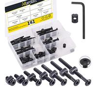 Mardatt Kit de 140 vis de rechange M6 pour berceau, boulons hexagonaux, boulons et écrous cylindriques, assortiment de chevilles cruciformes M6 x 15/25/35/45/55/65/75 mm pour meubles