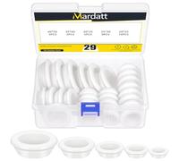 Mardatt Kit de 29 œillets en caoutchouc blanc, 5 tailles - Œillets de protection solides à trou fermé pour câblage, convient aux trous de perçage de 13/16", 2,5 cm, 1-3/16", 4,5 cm, 3,5 cm, 3,5 cm