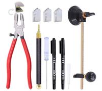 Mardatt Kit de 9 pièces d'outils de découpe de verre comprend un coupe-verre circulaire ajustable, des pinces à verre avec embout en caoutchouc, embout en carbure à alimentation en huile de 2 mm à 20