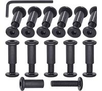 Mardatt Lot de 12 boulons à douille hexagonales M6 x 25 mm noir et écrous de baril, boulons de sertissage, vis de fixation à tête plate, pour boucle de ceinture, meubles en cuir