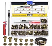 Mardatt Lot de 222 vis Chicago de 6 tailles assorties avec outils de réglage, M5 x 4/5/6/8/10/12 mm, rivets en cuir M5 Chicago pour réparation artisanale du cuir (bronze)