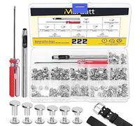 Mardatt Lot de 222 vis Chicago de 6 tailles assorties avec outils de réglage, M5 x 4/5/6/8/10/12 mm, rivets en cuir M5 Chicago pour réparation artisanale du cuir (argenté)