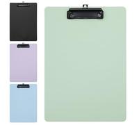 Mardatt Lot de 4 planchettes à pinces en plastique A4, 4 couleurs assorties, avec clip à profil bas pour bureau, hôpital, cuisine, maison