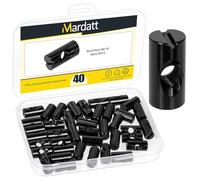 Mardatt Lot de 40 écrous barils M6 x 20 mm, en acier au carbone plaqué zinc noir, rainure de baril fendue pour vis de meubles en bois, lits, chaises à sertir
