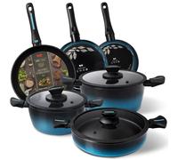 Briebe Ensemble de casseroles Mare Acier forgé, induction, 9 pièces, antiadhésif bleu