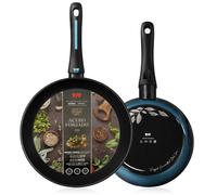 MARE Set 2 Poêles Induction en Acier Forgé 20-24 cm, Antiadhésif sans PFOA Briebe Mare Bleu