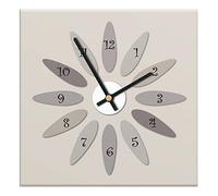 Mareli Horloge Murale, 30x30 cm, Cadran en Bois recouvert de Papier laminé Mat imprimé, pour Salon, Cuisine, Bureau, mécanisme Silencieux, Beige
