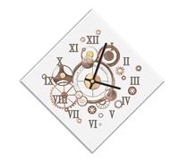 Mareli Horloge Murale, Largeur 42 x 42 cm et côté 30 cm, Cadran en Bois recouvert de Papier laminé Mat imprimé, pour Salon, Cuisine, Bureau, mécanisme Silencieux, Beige