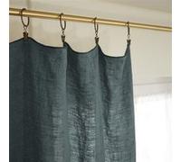 MARGAUX - Rideau Ajustable 140x270cm Lin Lavé Ardoise + 8 Anneaux Pince - ACTOME