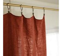 MARGAUX - Rideau Ajustable 140x270cm Lin Lavé Paprika + 8 Anneaux Pince - Altobuy G