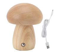 Marhynchus Petite Lampe Champignon en Bois, Rechargeable par USB, sans Fil, Commande Tactile, Lampe de Table à intensité Variable avec Batterie 1000 MAh, pour Chambre à Coucher, Salon, (Bois naturel)