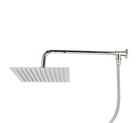 Marhynchus Pommeau de Douche à Effet Pluie en Acier Inoxydable, Filetage G1/2, 169 Buses en Silicone, Montage Mural avec Chromage pour Salle de Bain (Buse carrée 10 pouces ensemble)